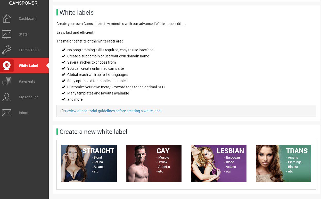 Our experience using camspower.com white label sites / program is mixed as you will read in our reviews. (We will update in 3 months)